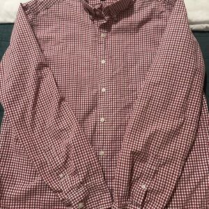 J. Crew Men's Burgundy Checkered Button Down Shirt